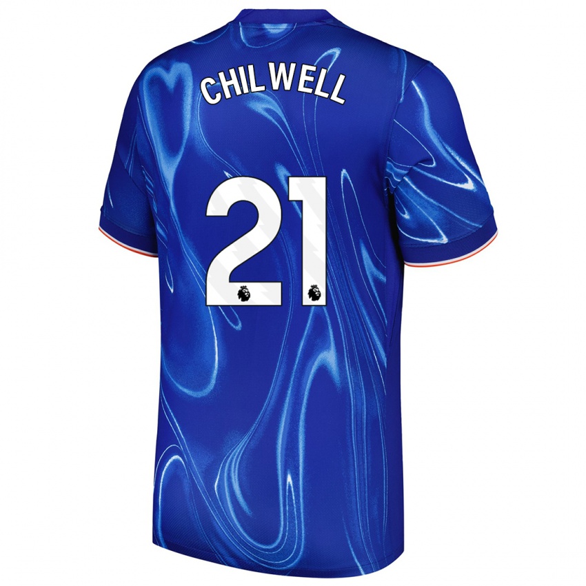 Niño Camiseta Ben Chilwell #21 Azul Blanco 1ª Equipación 2024/25 La Camisa Argentina