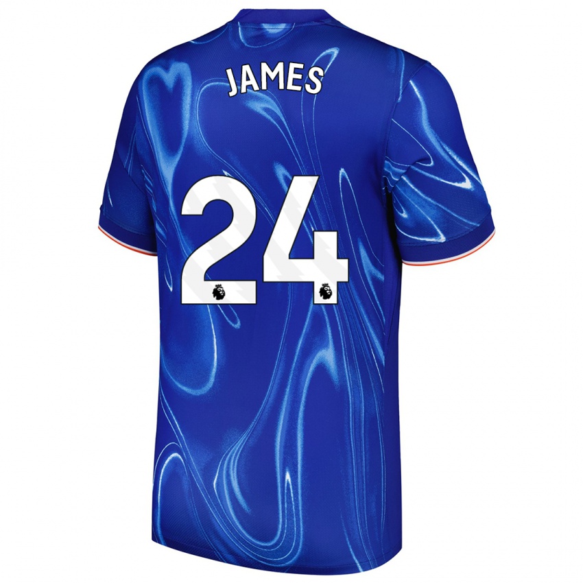 Niño Camiseta Reece James #24 Azul Blanco 1ª Equipación 2024/25 La Camisa Argentina