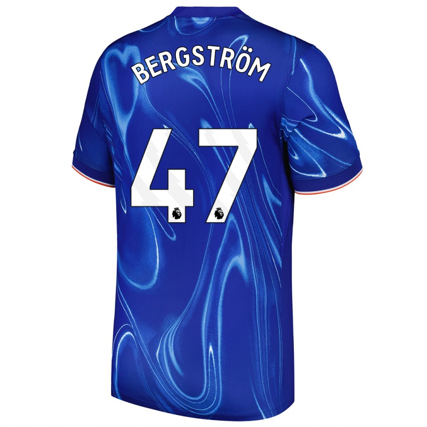 Niño Camiseta Lucas Bergström #47 Azul Blanco 1ª Equipación 2024/25 La Camisa Argentina