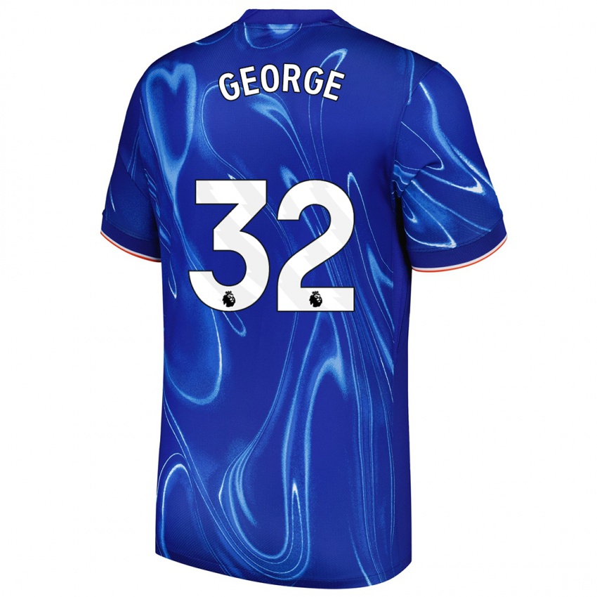 Niño Camiseta Tyrique George #32 Azul Blanco 1ª Equipación 2024/25 La Camisa Argentina