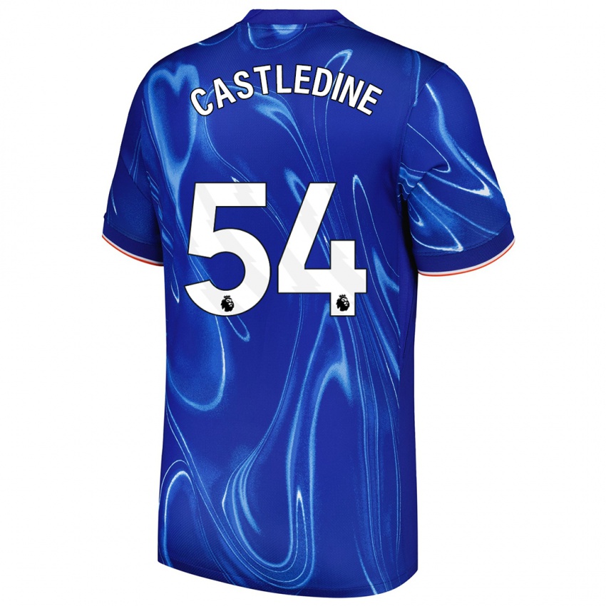 Niño Camiseta Leo Castledine #54 Azul Blanco 1ª Equipación 2024/25 La Camisa Argentina