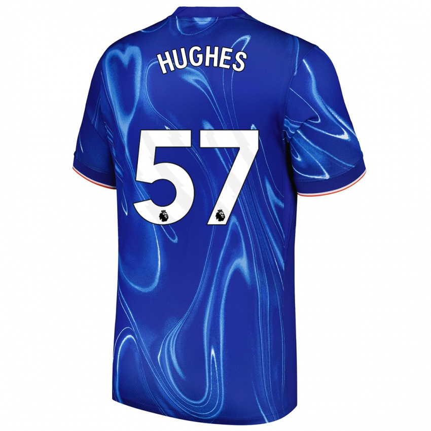 Niño Camiseta Brodi Hughes #57 Azul Blanco 1ª Equipación 2024/25 La Camisa Argentina