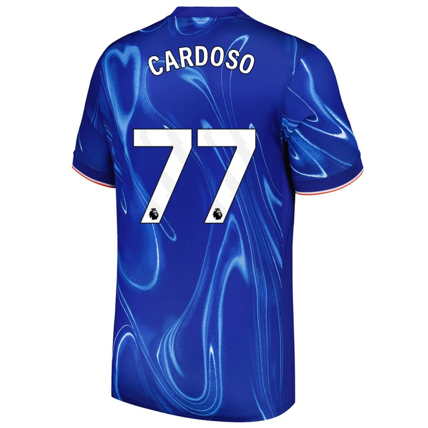 Niño Camiseta Leo Cardoso #77 Azul Blanco 1ª Equipación 2024/25 La Camisa Argentina