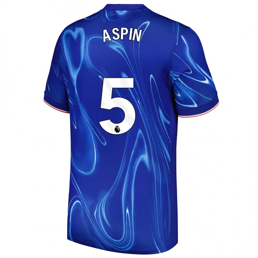 Niño Camiseta Brooke Aspin #5 Azul Blanco 1ª Equipación 2024/25 La Camisa Argentina