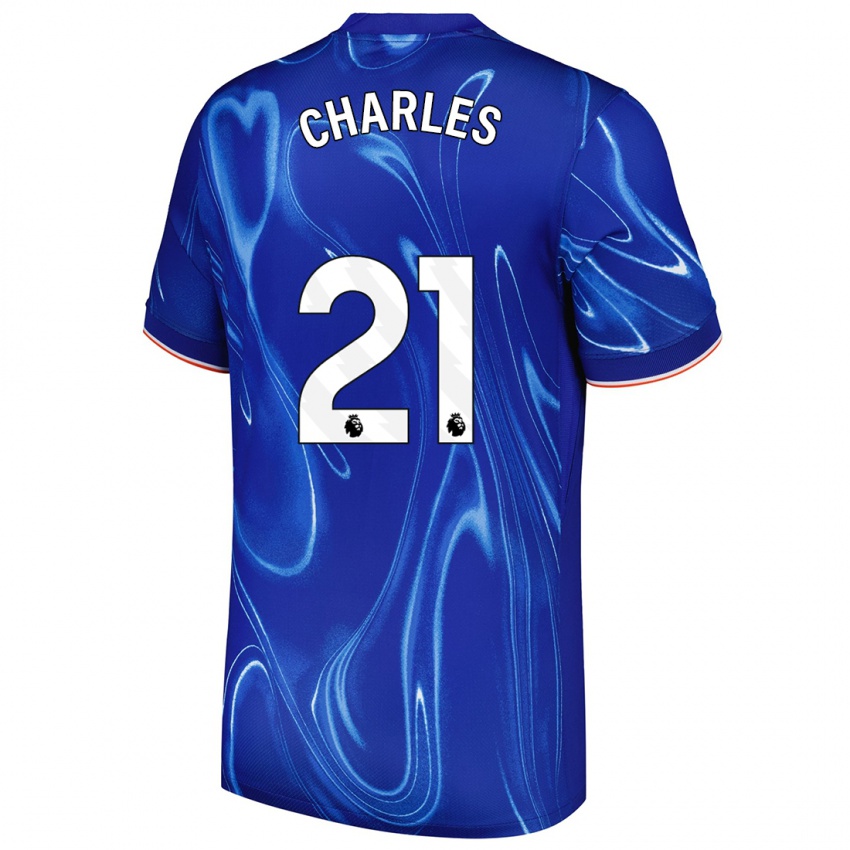 Niño Camiseta Niamh Charles #21 Azul Blanco 1ª Equipación 2024/25 La Camisa Argentina