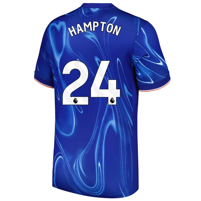 Niño Camiseta Hannah Hampton #24 Azul Blanco 1ª Equipación 2024/25 La Camisa Argentina