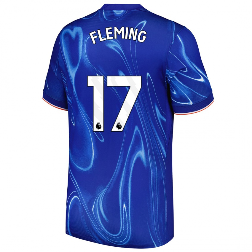 Niño Camiseta Jessie Fleming #17 Azul Blanco 1ª Equipación 2024/25 La Camisa Argentina