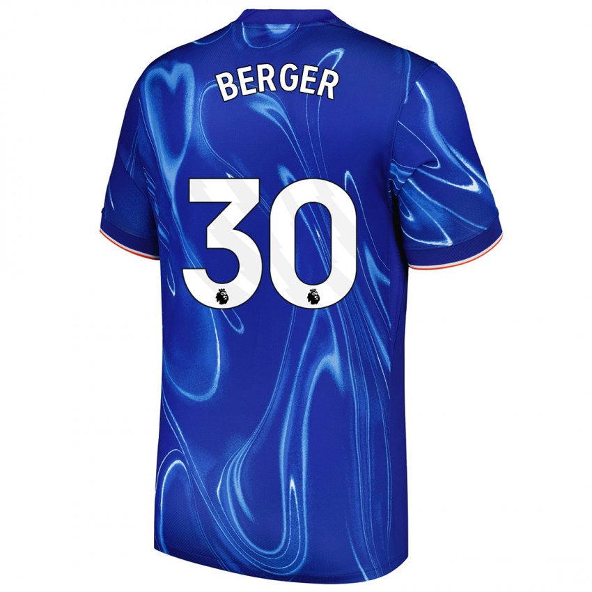 Niño Camiseta Ann-Katrin Berger #30 Azul Blanco 1ª Equipación 2024/25 La Camisa Argentina