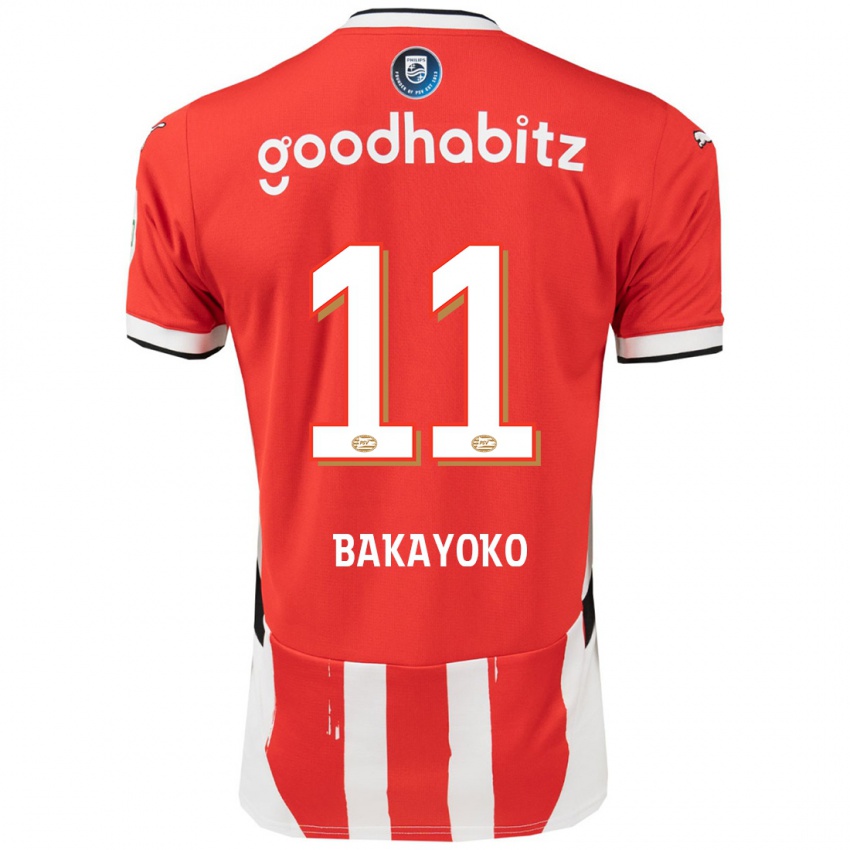 Niño Camiseta Johan Bakayoko #11 Rojo Blanco 1ª Equipación 2024/25 La Camisa Argentina