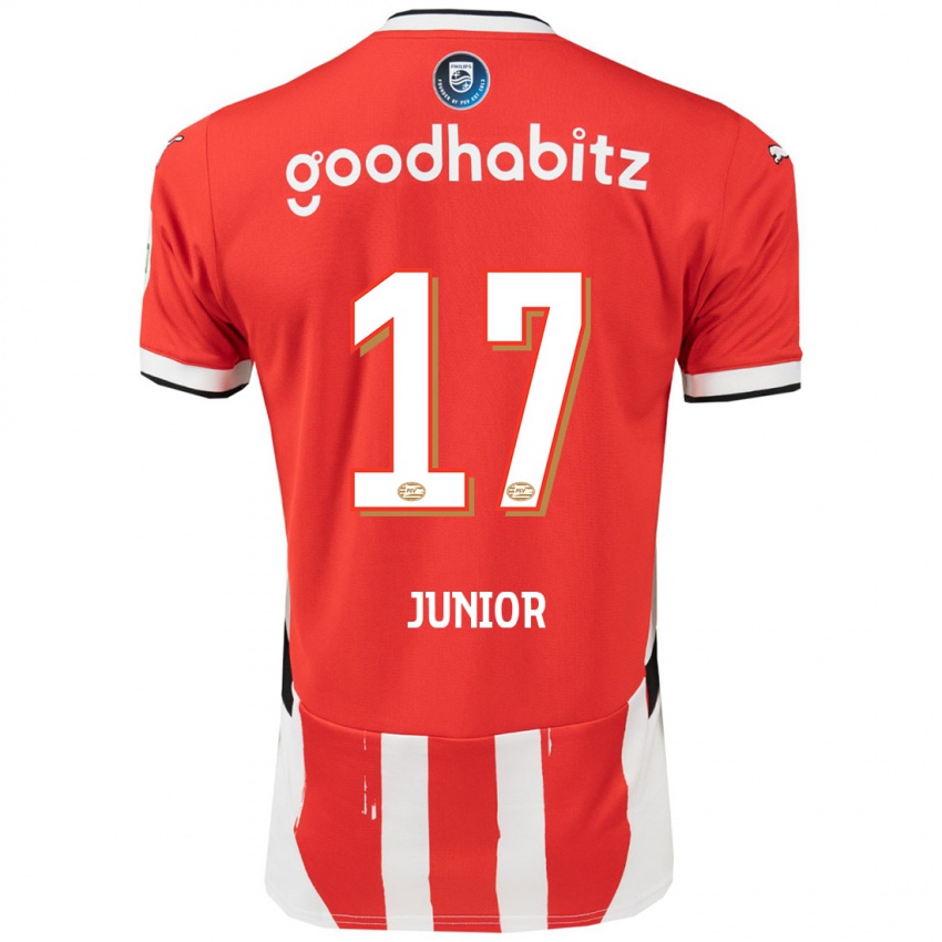 Niño Camiseta Mauro Junior #17 Rojo Blanco 1ª Equipación 2024/25 La Camisa Argentina