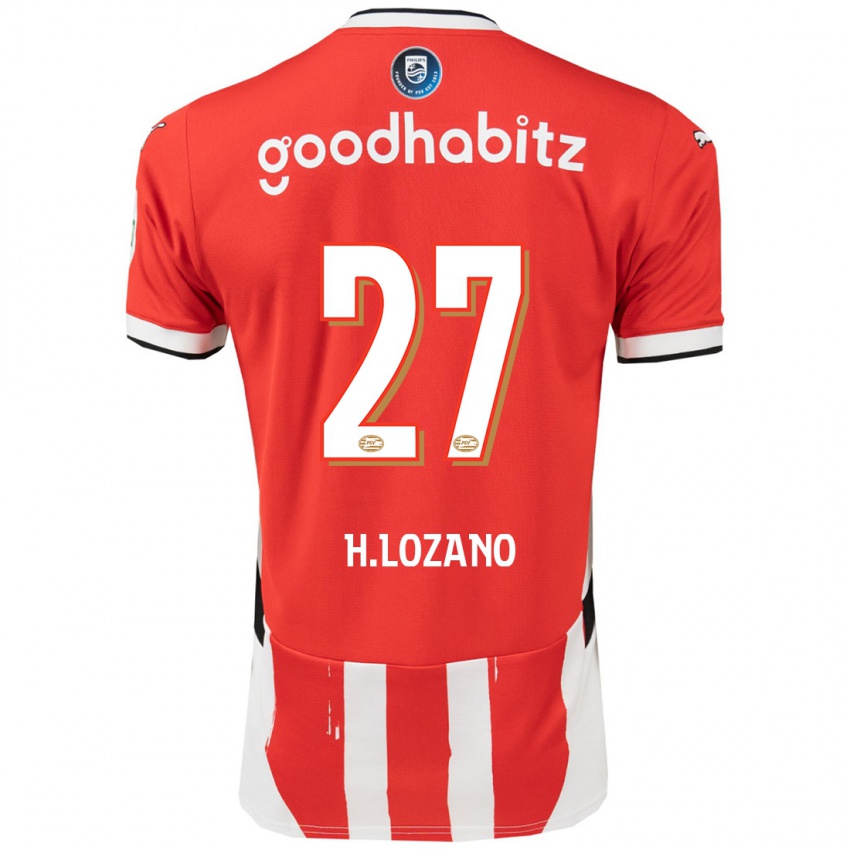 Niño Camiseta Hirving Lozano #27 Rojo Blanco 1ª Equipación 2024/25 La Camisa Argentina