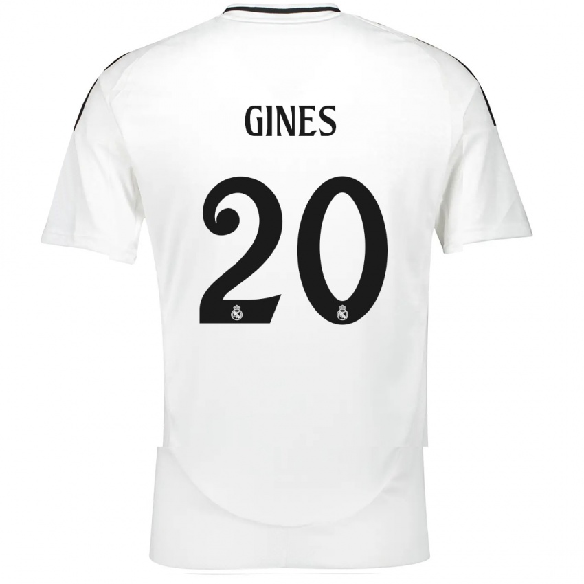 Niño Camiseta Alvaro Gines #20 Blanco 1ª Equipación 2024/25 La Camisa Argentina