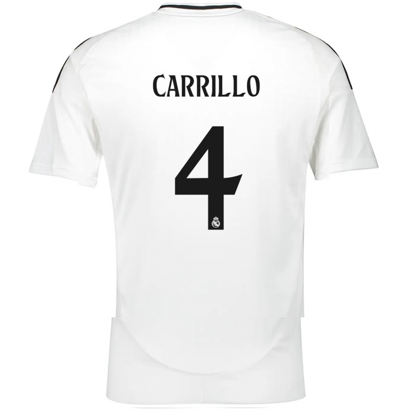 Niño Camiseta Alvaro Carrillo #4 Blanco 1ª Equipación 2024/25 La Camisa Argentina