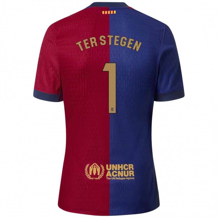 Niño Camiseta Marc-Andre Ter Stegen #1 Azul Rojo 1ª Equipación 2024/25 La Camisa Argentina