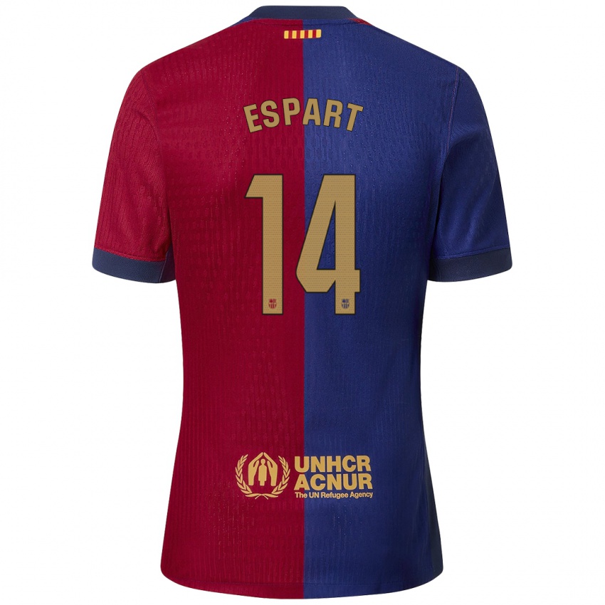 Niño Camiseta Xavi Espart #14 Azul Rojo 1ª Equipación 2024/25 La Camisa Argentina