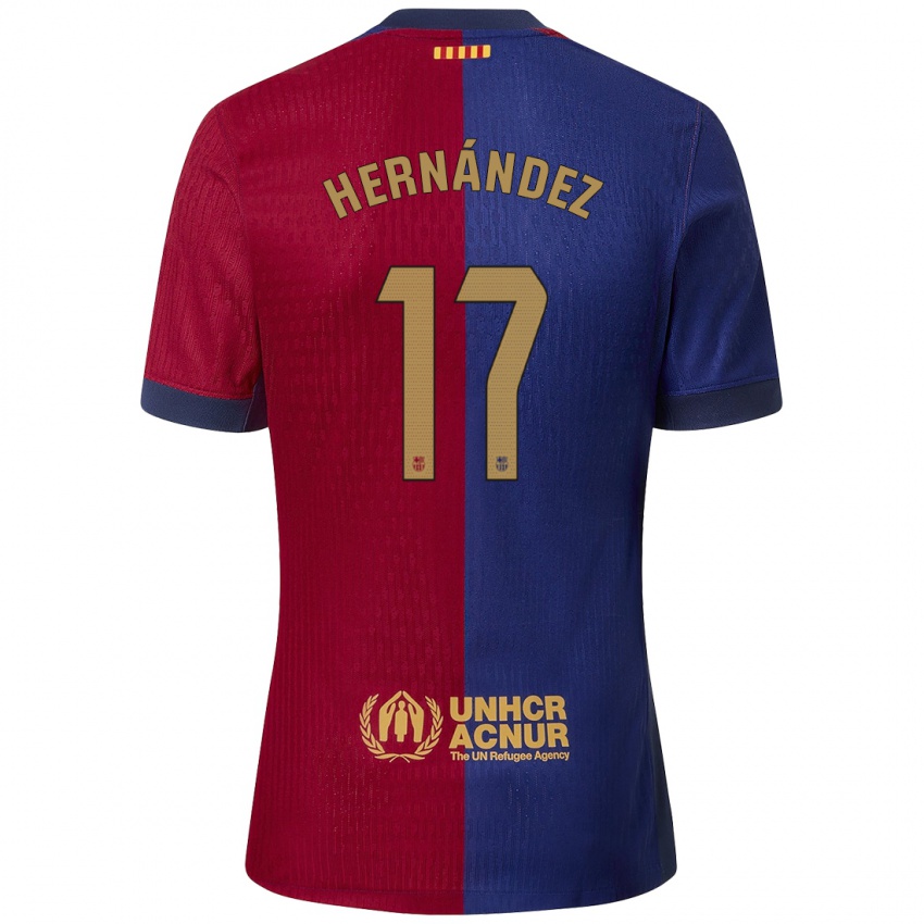 Niño Camiseta Juan Hernández #17 Azul Rojo 1ª Equipación 2024/25 La Camisa Argentina