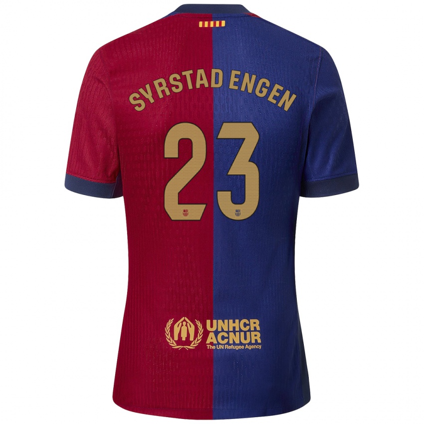 Niño Camiseta Ingrid Syrstad Engen #23 Azul Rojo 1ª Equipación 2024/25 La Camisa Argentina