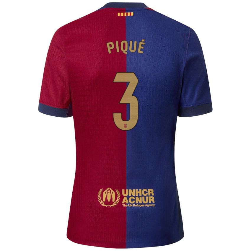 Niño Camiseta Gerard Piqué #3 Azul Rojo 1ª Equipación 2024/25 La Camisa Argentina