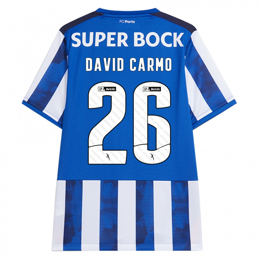 Niño Camiseta David Carmo #26 Azul Blanco 1ª Equipación 2024/25 La Camisa Argentina