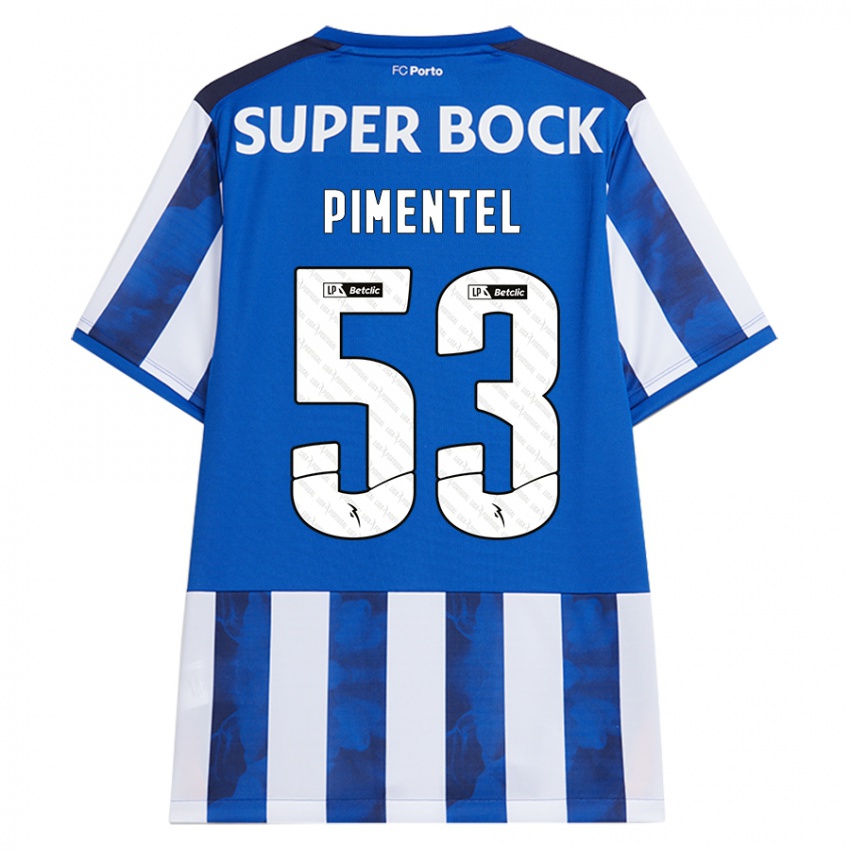 Niño Camiseta Eric Pimentel #53 Azul Blanco 1ª Equipación 2024/25 La Camisa Argentina