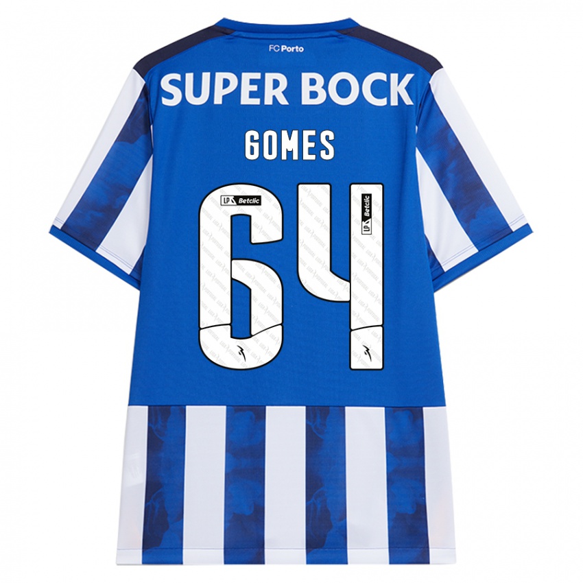 Niño Camiseta Luís Gomes #64 Azul Blanco 1ª Equipación 2024/25 La Camisa Argentina