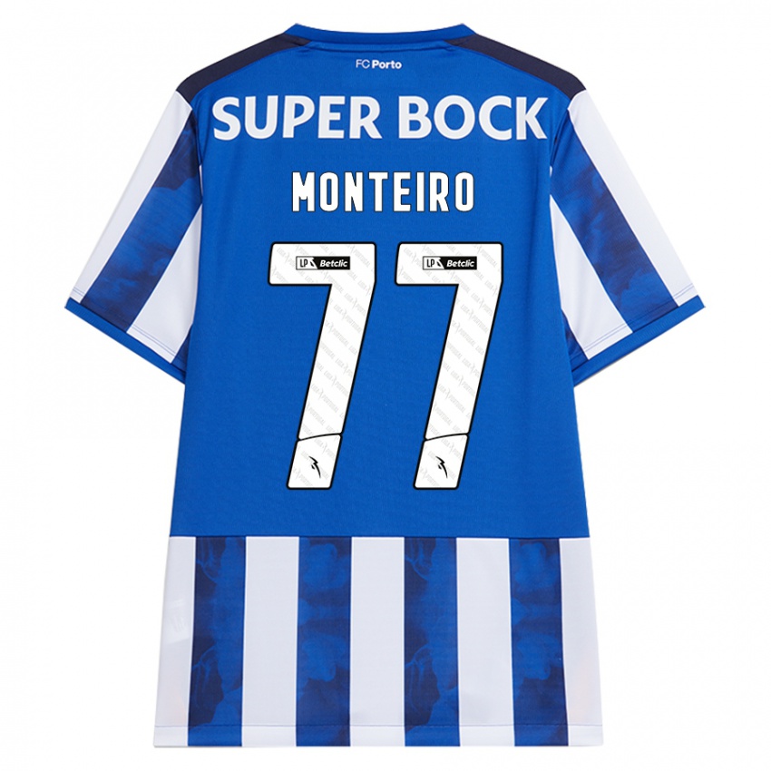 Niño Camiseta Rui Monteiro #77 Azul Blanco 1ª Equipación 2024/25 La Camisa Argentina