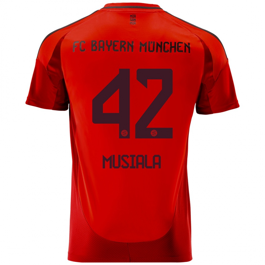 Niño Camiseta Jamal Musiala #42 Rojo 1ª Equipación 2024/25 La Camisa Argentina