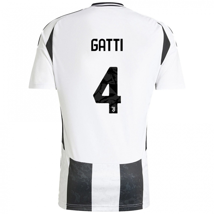 Niño Camiseta Federico Gatti #4 Blanco Negro 1ª Equipación 2024/25 La Camisa Argentina