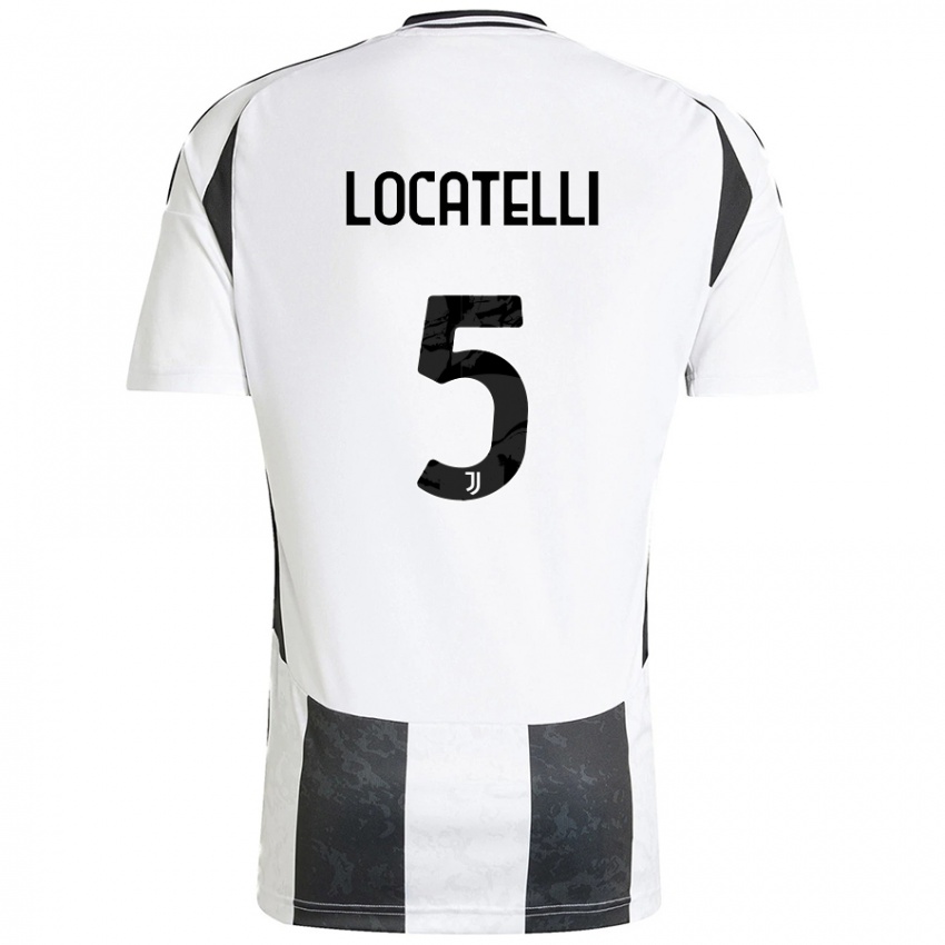 Niño Camiseta Manuel Locatelli #5 Blanco Negro 1ª Equipación 2024/25 La Camisa Argentina