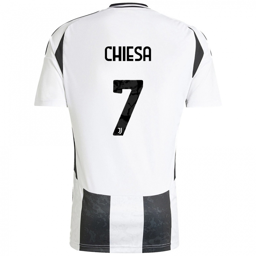 Niño Camiseta Federico Chiesa #7 Blanco Negro 1ª Equipación 2024/25 La Camisa Argentina