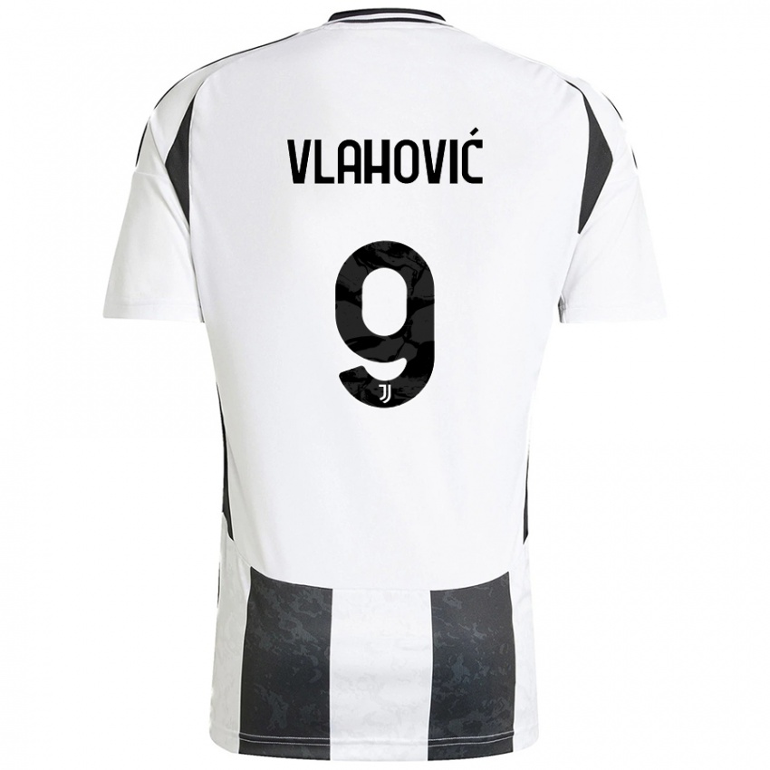 Niño Camiseta Dusan Vlahovic #9 Blanco Negro 1ª Equipación 2024/25 La Camisa Argentina