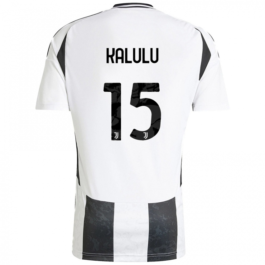 Niño Camiseta Pierre Kalulu #15 Blanco Negro 1ª Equipación 2024/25 La Camisa Argentina