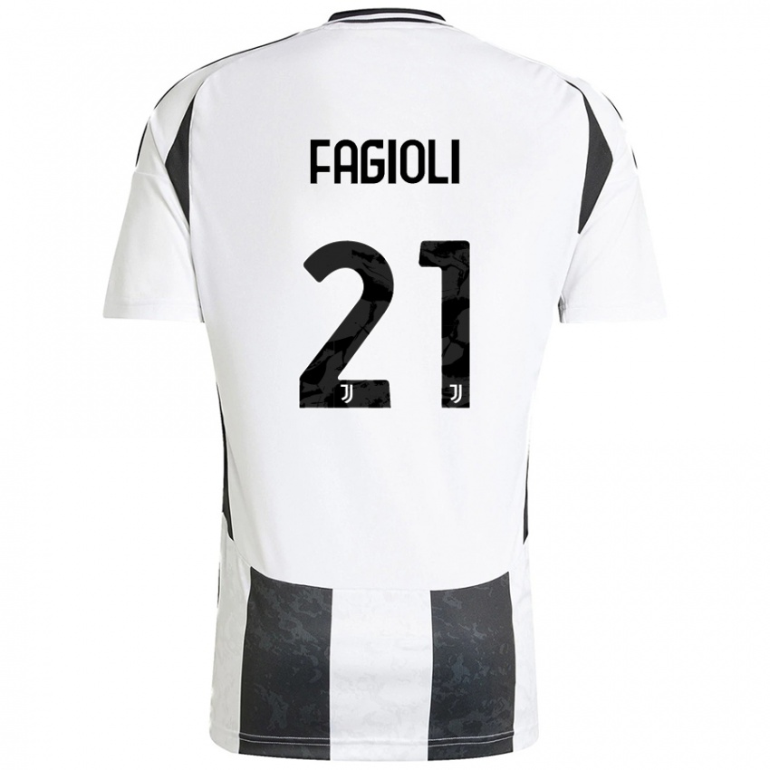 Niño Camiseta Nicolo Fagioli #21 Blanco Negro 1ª Equipación 2024/25 La Camisa Argentina