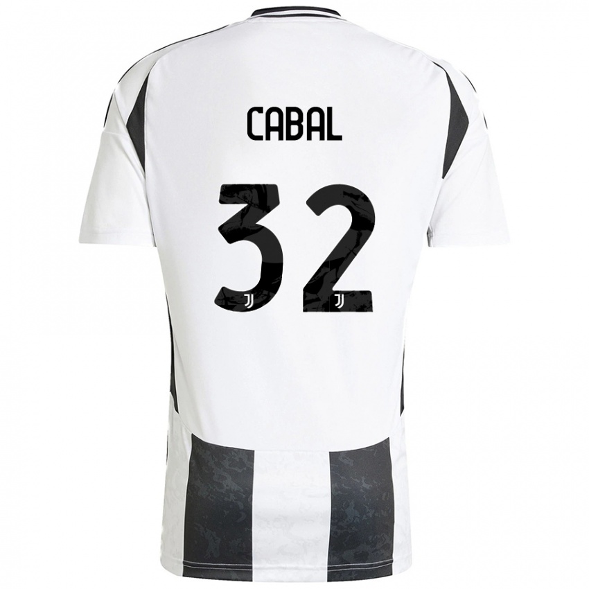 Niño Camiseta Juan Cabal #32 Blanco Negro 1ª Equipación 2024/25 La Camisa Argentina