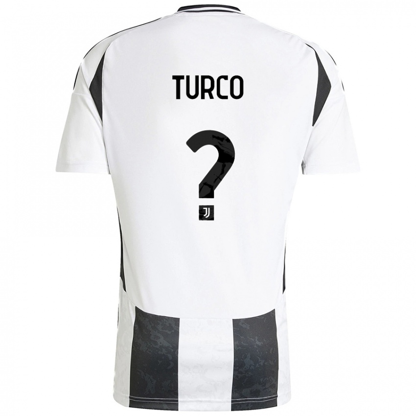 Niño Camiseta Stefano Turco #0 Blanco Negro 1ª Equipación 2024/25 La Camisa Argentina