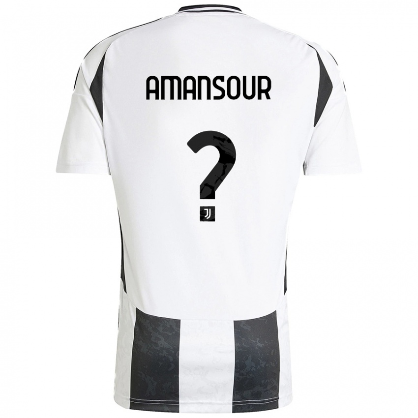 Niño Camiseta Adam Amansour #0 Blanco Negro 1ª Equipación 2024/25 La Camisa Argentina