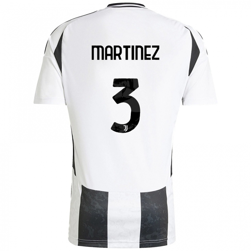 Niño Camiseta Bruno Martinez #3 Blanco Negro 1ª Equipación 2024/25 La Camisa Argentina