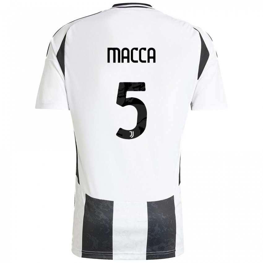 Niño Camiseta Federico Macca #5 Blanco Negro 1ª Equipación 2024/25 La Camisa Argentina