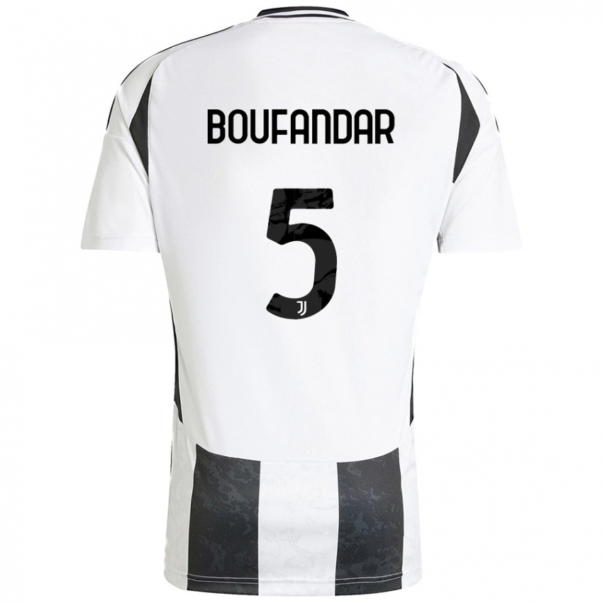 Niño Camiseta Adam Boufandar #5 Blanco Negro 1ª Equipación 2024/25 La Camisa Argentina