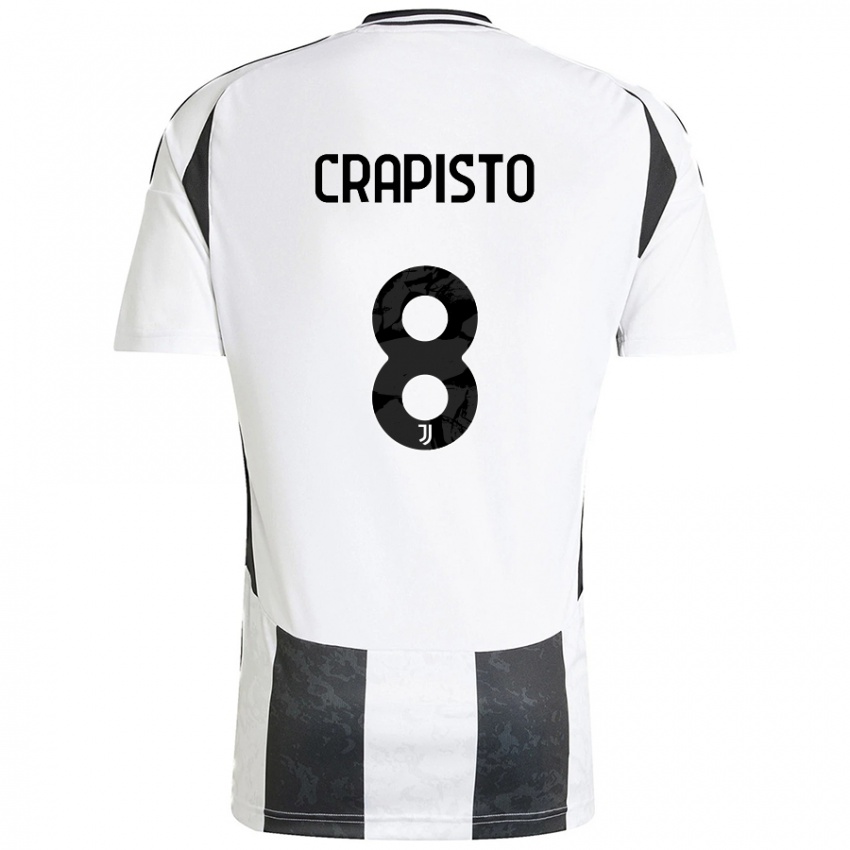 Niño Camiseta Francesco Crapisto #8 Blanco Negro 1ª Equipación 2024/25 La Camisa Argentina