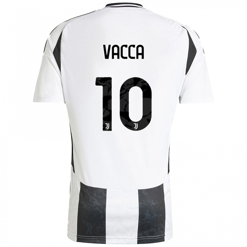 Niño Camiseta Alessio Vacca #10 Blanco Negro 1ª Equipación 2024/25 La Camisa Argentina