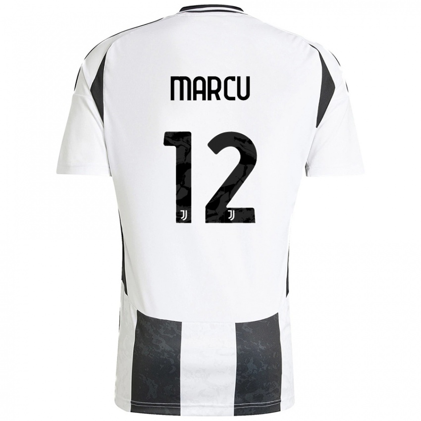 Niño Camiseta Alessio Marcu #12 Blanco Negro 1ª Equipación 2024/25 La Camisa Argentina