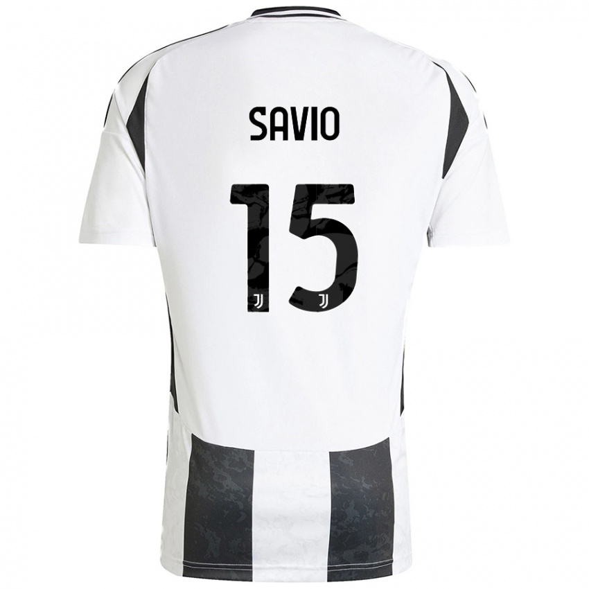 Niño Camiseta Federico Savio #15 Blanco Negro 1ª Equipación 2024/25 La Camisa Argentina