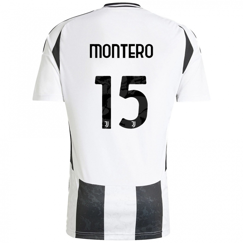 Niño Camiseta Alfonso Montero #15 Blanco Negro 1ª Equipación 2024/25 La Camisa Argentina