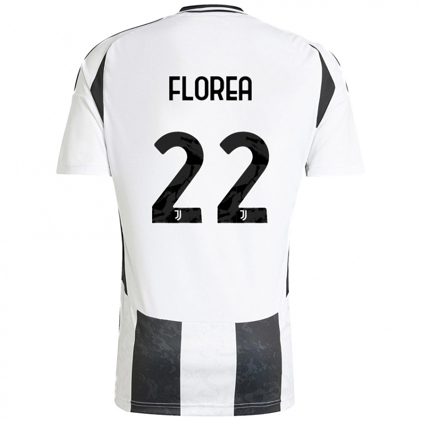 Niño Camiseta Andrei Florea #22 Blanco Negro 1ª Equipación 2024/25 La Camisa Argentina