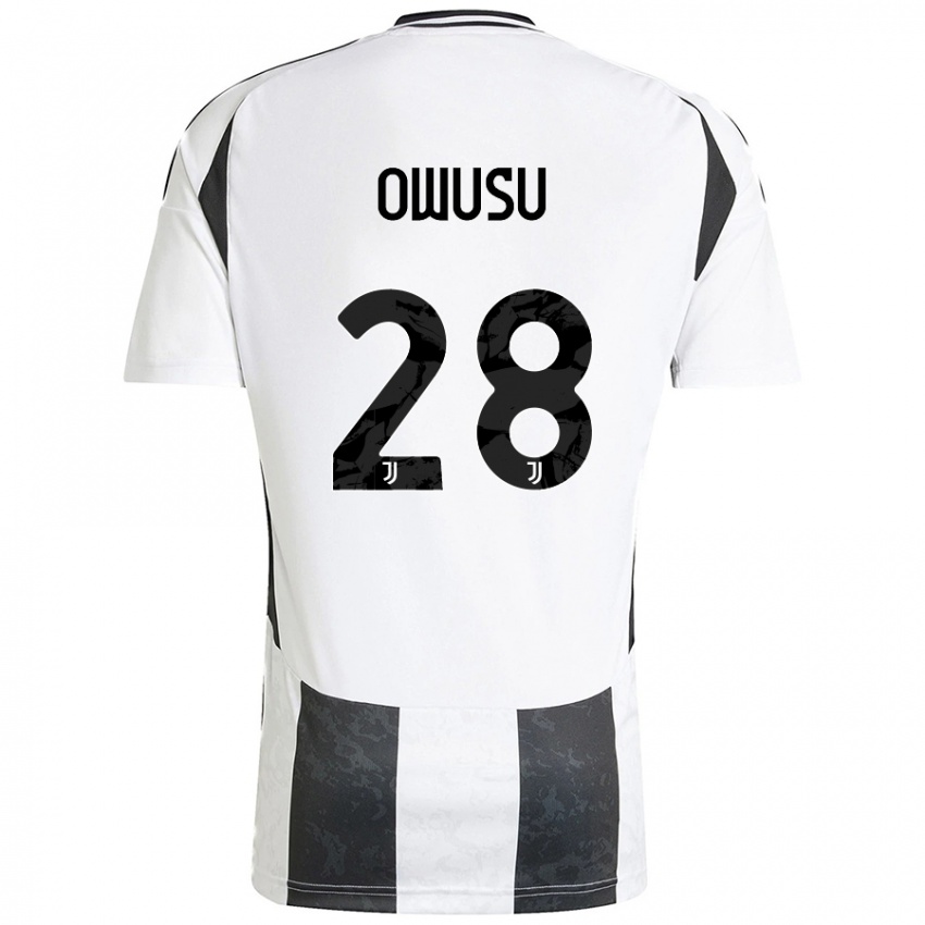 Niño Camiseta Augusto Owusu #28 Blanco Negro 1ª Equipación 2024/25 La Camisa Argentina