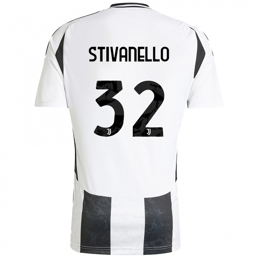 Niño Camiseta Riccardo Stivanello #32 Blanco Negro 1ª Equipación 2024/25 La Camisa Argentina