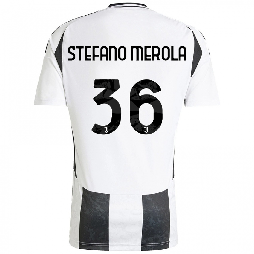 Niño Camiseta Antonio Stefano Merola #36 Blanco Negro 1ª Equipación 2024/25 La Camisa Argentina