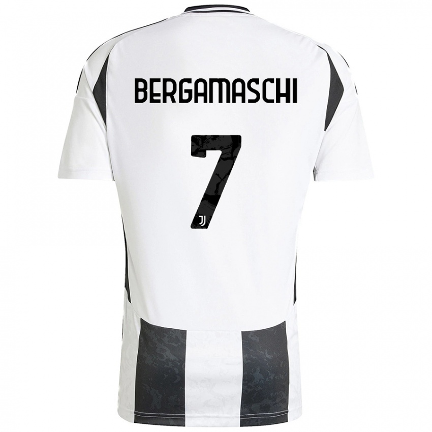 Niño Camiseta Valentina Bergamaschi #7 Blanco Negro 1ª Equipación 2024/25 La Camisa Argentina