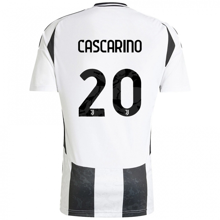 Niño Camiseta Estelle Cascarino #20 Blanco Negro 1ª Equipación 2024/25 La Camisa Argentina